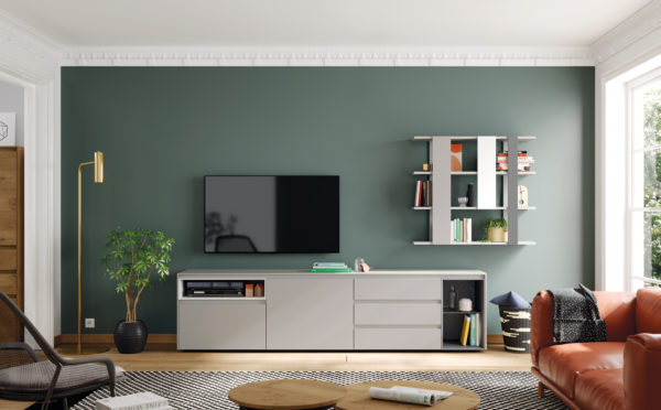 Salones: Muebles de salón, módulos TV, aparadores y vitrinas, mesas y sillas comedor, mesas de centro y auxiliares, estanterías, iluminación.
